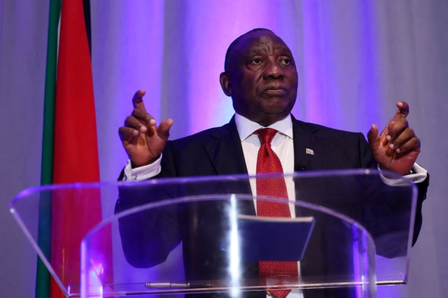 South African President Cyril Ramaphosa attends a press conference, after his White House meeting with U.S. President Donald Trump, in Washington, D.C., U.S., May 21, 2025. REUTERS/Leah Millis/File Photo