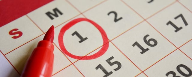 New year day marked with red marker