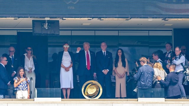 US First Lady Melania Trump, US President Donald Trump, FIFA President Gianni Infantino and his wife Leena Al Ashqar