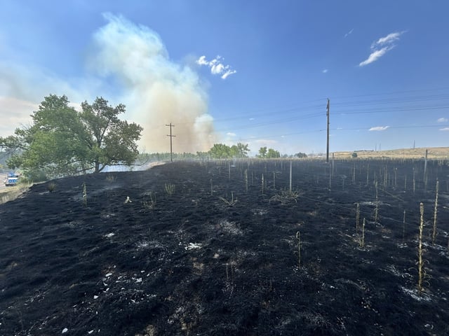 A wildfire sparked just after 2 p.m. on Sunday, July 13, 2025, in unincorporated Douglas County, prompting evacuation orders for the town of Louviers, according to South Metro Fire Rescue.(Photo courtesy of South Metro Fire Rescue)