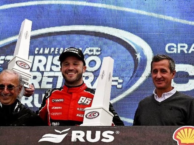 Canapino, Todino y Santero, el podio del TC en Concepción del Uruguay. Foto Prensa ACTC