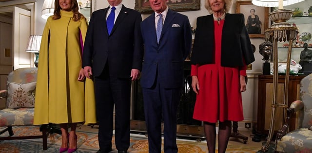 U.S. President Donald Trump and U.S. first lady Melania Trump meet with Britain's Prince Charles and Camilla, Duchess of Cornwall, ahead of the NATO alliance summit, at Clarence House, in London, Britain December 3, 2019. Nicholas Kamm/Pool via REUTERS