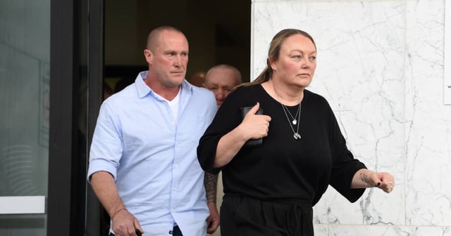 Glenn and Debbie McGuire leave the Ballarat Law Courts in September 2024.