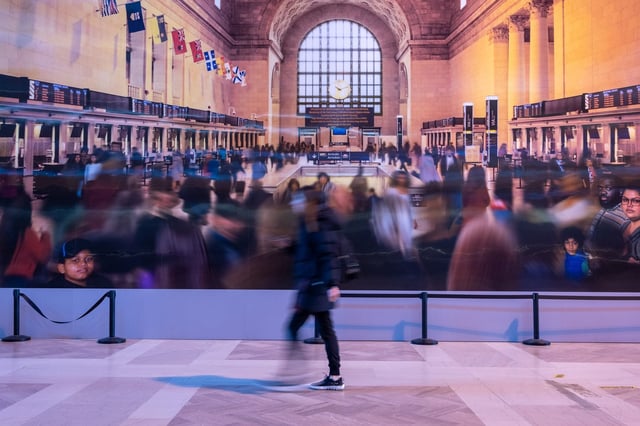 A commuter walks through Union Station in Toronto, April 20, 2022. THE CANADIAN PRESS/Yader Guzman
