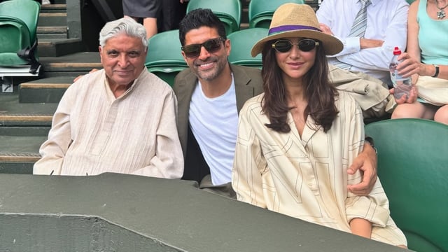 Javed Akhtar, Farhan Akhtar and Shibani Dandekar are currently in London.