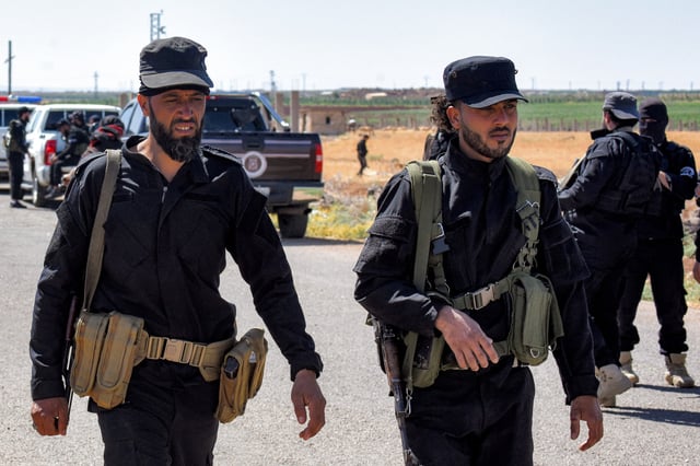 Syrian army and security forces deploy in Sweida in southern Syria on July 14, 2025 following clashes between Bedouin tribes and local fighters in the predominantly Druze city that left 37 killed according to the Syrian Observatory for Human Rights war monitor.