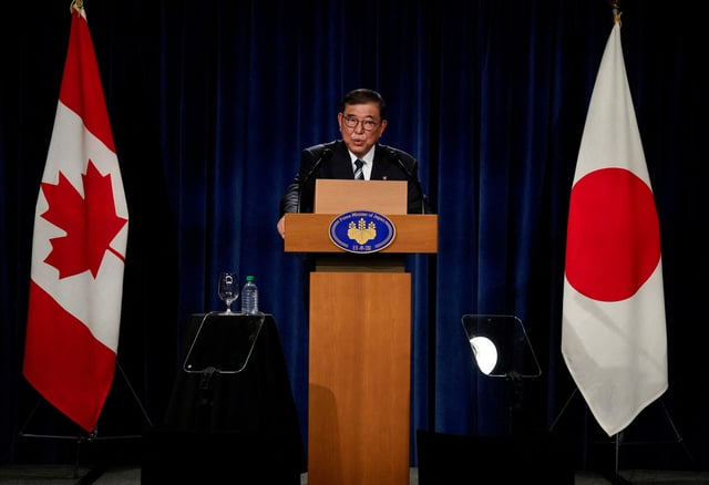 Japanese Prime Minister Shigeru Ishiba holds a press conference after the G7 Leaders' Summit, in Calgary, Alberta, Canada, June 17, 2025. REUTERS/Todd Korol/File Photo