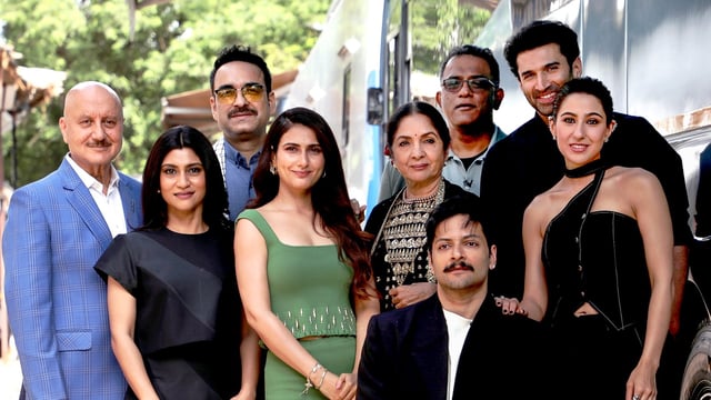 Metro In Dino stars Sara Ali Khan, Aditya Roy Kapur, Anupam Kher, Pankaj Tripathi, Konkona Sen Sharma, Fatima Sana Shaikh, Ali Fazal and Neena Gupta. (PTI Photo)