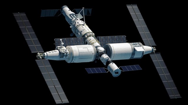 Chinese Space Station Tiangong 2022, complete view.
