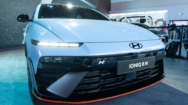 A Hyundai Ioniq 6 N on display