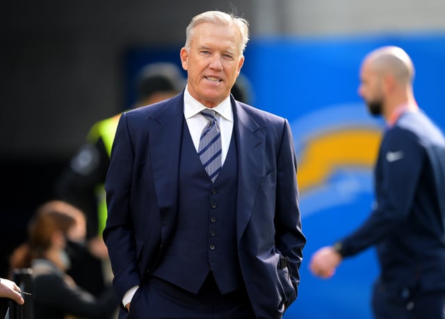 Jan 2, 2022; Inglewood, California, USA;  Denver Broncos president of football operations John Elway looks on before the game against the Los Angeles Chargers at SoFi Stadium. Mandatory Credit: Jayne Kamin-Oncea-USA TODAY Sports/File photo