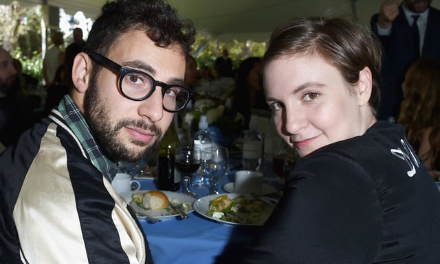 Jack Antonoff and Lena Dunham at The Private Estate of Ron Burkle on October 4, 2015 in Beverly Hills, California. 