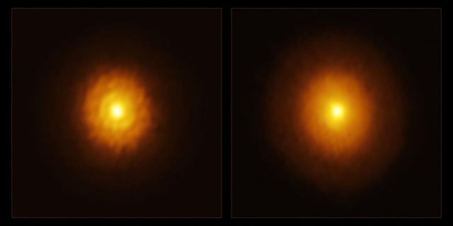 la estrella MP Mus por primera vez en 2023 con el telescopio Alma de Atacama (Chile), vieron un disco liso y sin planetas, que se muestra aquí en la imagen de la derecha. El equipo, dirigido por Álvaro Ribas, astrónomo de la Universidad de Cambridge, Reino Unido, le dio otra oportunidad a esta estrella y la volvió a observar con ALMA en longitudes de onda más largas que penetran aún más profundamente en el disco protoplanetario que antes. Estas nuevas observaciones, que se muestran en la imagen de la izquierda, revelaron una brecha y un anillo que habían quedado ocultos en observaciones anteriores, lo que sugiere que MP Mus podría tener compañía después de todo.