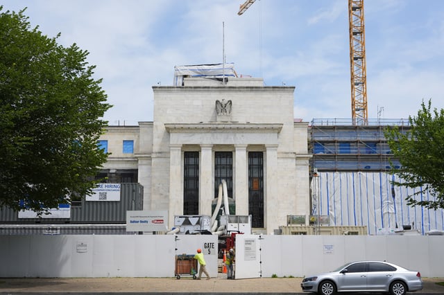 FILE - The Federal Reserve Board Building is seen as it undergoes renovations, June 10, 2025, in Washington, DC. (Pablo Martinez Monsivais, file)