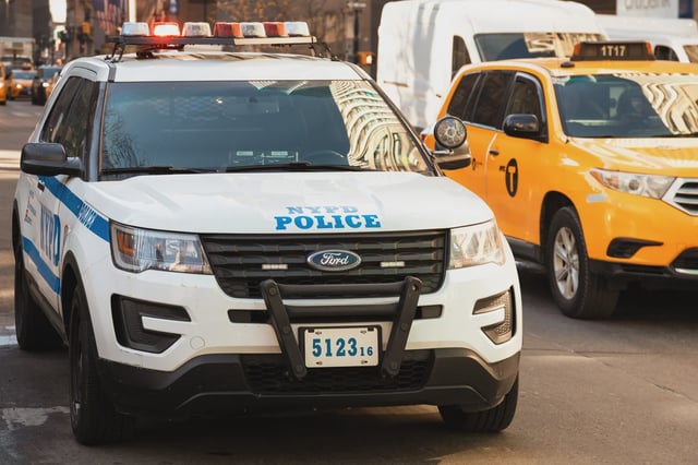 An NYPD cruiser is parked in Manhattan on Feb. 4, 2019.