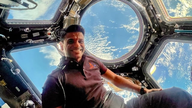 Astronaut-Indian Air Force test pilot Group Captain Shubhanshu Shukla during his stay at International Space Station
