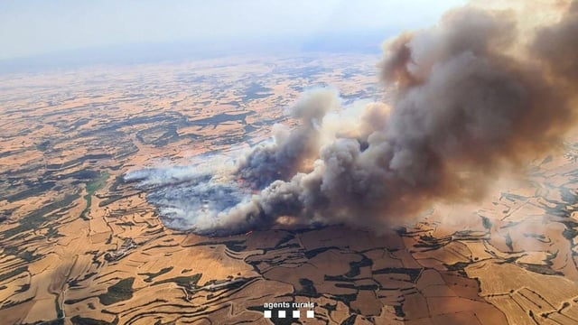 Incendio en la comarca de la Segarra (Lleida) que ha afectado más de 1.000 hectáreas.