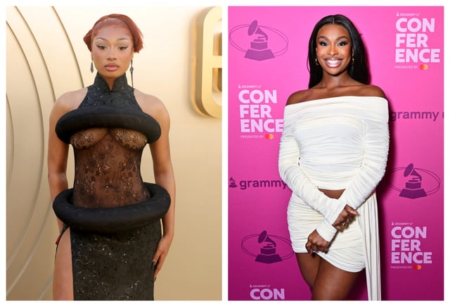 Megan Thee Stallion, Coco Jones (Photo by Kevin Winter/Getty Images) / (Photo by Eugene Gologursky/Getty Images for The Recording Academy)