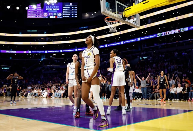 Rickea Jackson of the Sparks reacts after a blocking the shot of Saniya Rivers of the Connecticut Sun in the second half at Crypto.com Arena on July 13, 2025. (Photo by Ronald Martinez/Getty Images)