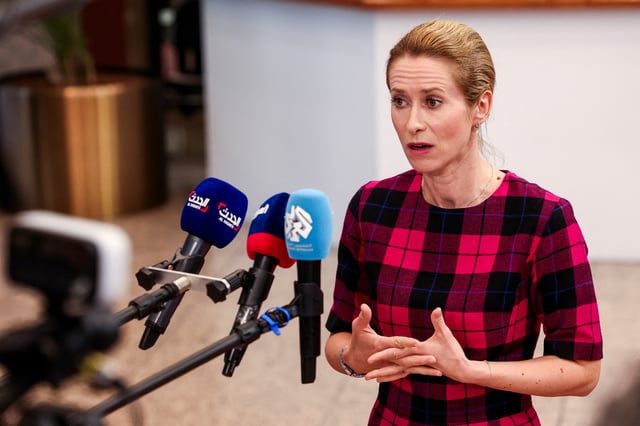 European Union High Representative for Foreign Affairs and Security Policy Kaja Kallas speaks to the media as she arrives at the 5th EU-Southern Neighbourhood Ministerial meeting in Brussels, Belgium, July 14, 2025. REUTERS/Yves Herman