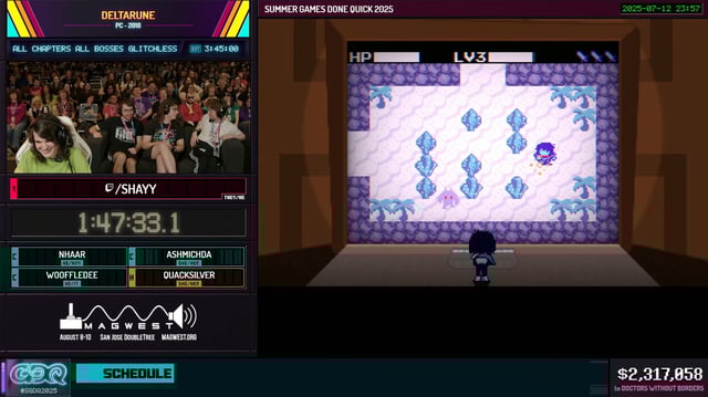 Speedrunner Shayy playing Deltarune in the finale of Summer Games Done Quick 2025.