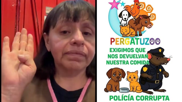 Ana Vargas, la responsable del albergue Pergatuzoo contó que ella los fines de semana sale a trabajar para poder obtener dinero y así poder apoyar a los animales del albergue, sin embargo no lo ha podido hacer por el acoso de los policías. Foto: Capture. Albergue Pergatuzoo