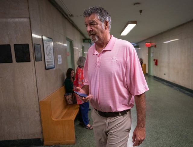 Ian McKeever, the horse handler who allegedly abused his carriage horse Ryder in 2022, at Manhattan Criminal Court, July 14, 2025. (Barry Williams/ New York Daily News)