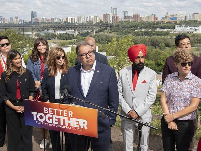 NDP Leader Naheed Nenshi is launching a provincewide caucus initiative to connect with Albertans and stand up for Canada. The announcement was made in Edmonton on Monday, July 14, 2025.
