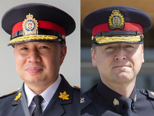 London police Chief Thai Truong, left, and St. Thomas police Chief Marc Roskamp. (Free Press file photos)