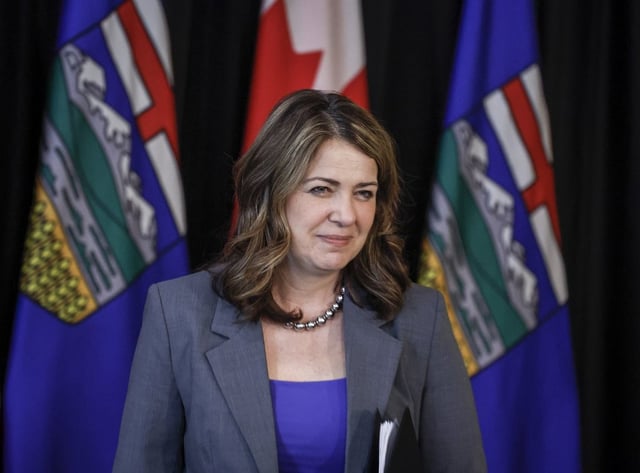 Alberta Premier Danielle Smith announcing the "New North America Initiative", led by the University of Calgary’s School of Public Policy in Calgary, Alta., Friday, May 16, 2025. 