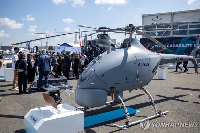 This file photo, released by EPA, shows an unmanned aerial system manufactured by Airbus on display during the 55th edition of the International Paris Air Show at the Paris-Le Bourget Airport in Le Bourget near Paris on June 16, 2025. (Yonhap)