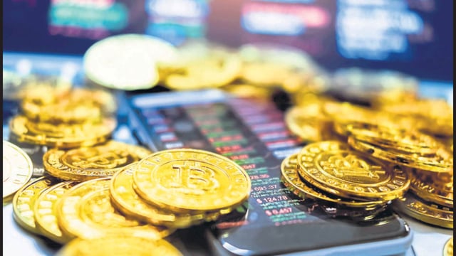 New virtual money concept, Gold Bitcoins ( btc ) is Digital crypto-currency use blockchain Technology for (Getty Images/iStockphoto)