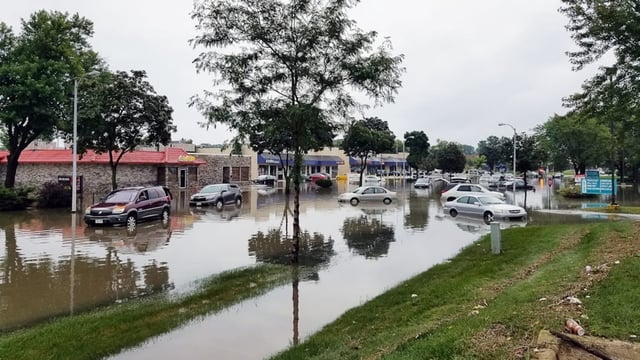 A flash flood warning was issued in New York on Monday