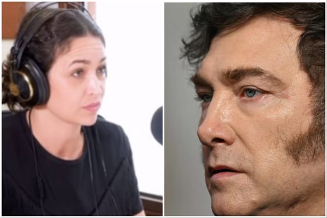 Julia Mengolini y Javier Milei.