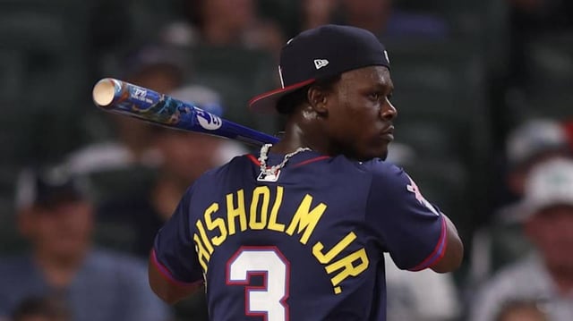 New York Yankees outfielder Jazz Chisholm Jr. competes in the 2025 Home Run Derby.