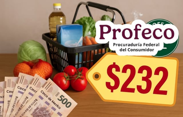 Encuentran diferencia de hasta $232 pesos en precios de la canasta básica; Profeco exhibe a supermercados. / PROFECO. - Imagen ilustrativa hecha con IA (Chatpgt).