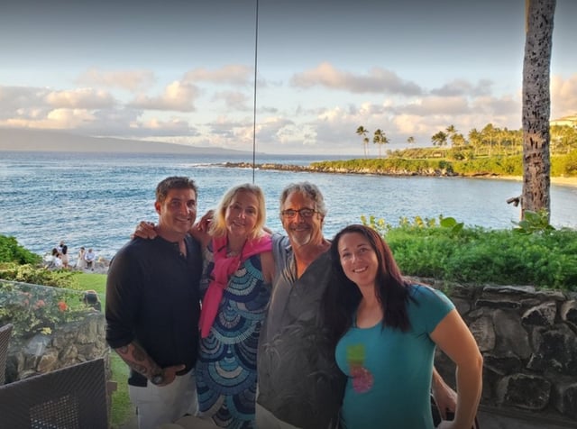 Danny Serafini, left, seen in Hawaii with his wife, Erin Spohr, and Erin’s parents, Robert Gary Spohr and Wendy Wood. Serafini was convicted Monday of murdering Robert Gary Spohr and attempting to murder Wendy Wood.