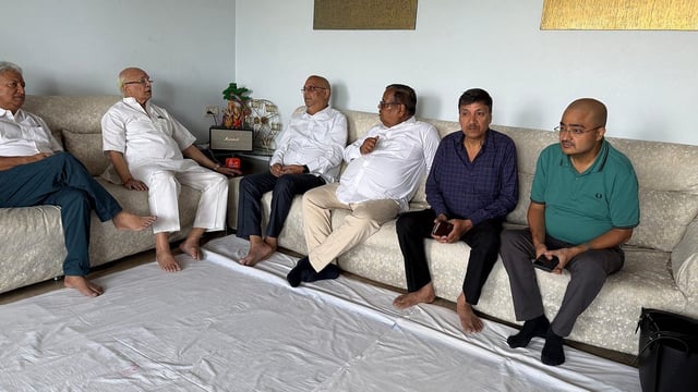 A group of businessmen at slain industrialist Gopal Khemka's home in Patna. They're both fearful and angry about rising crime in Bihar | Photo: Jyoti Yadav | ThePrint