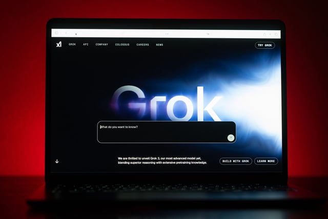 The chat window for Grok is seen on a laptop, on June 9.