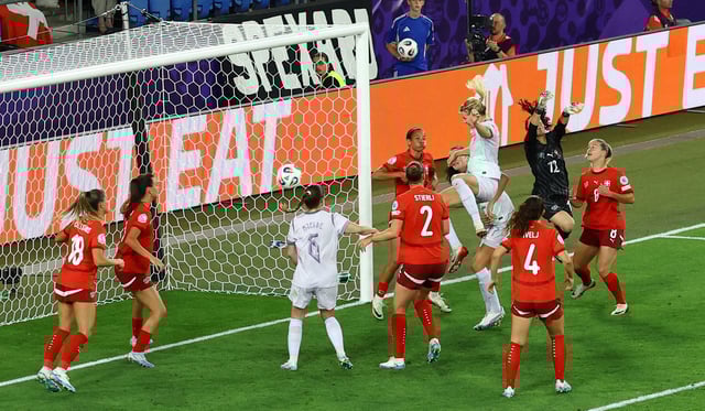 Soccer Football - UEFA Women's Euro 2025 - Group A - Switzerland v Norway - St. Jakob-Park, Basel, Switzerland - July 2, 2025 Norway's Ada Hegerberg scores their first goal REUTERS/Bernadett Szabo