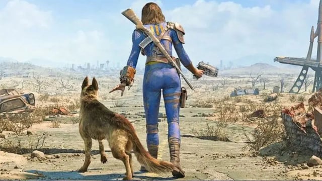 Fallout character with dog