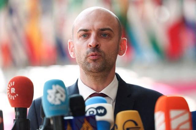 French Foreign Minister Jean-Noel Barrot speaks to the media on the day he attends the European Union Foreign Ministers council in Brussels, Belgium July 15, 2025. REUTERS/Yves Herman