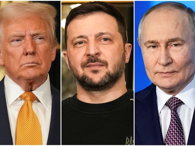 Trump, Zelenski y Putin. Foto: AP