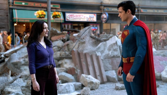 Lois Lane and Superman with Rachel Borsnahan and David Corenswet