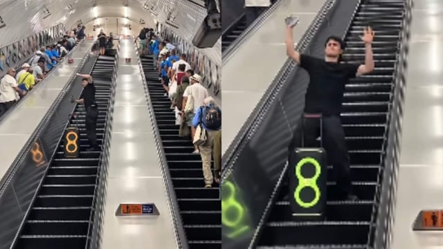 London Underground escalator turned into a dance floor as a man performed to Punjabi music.