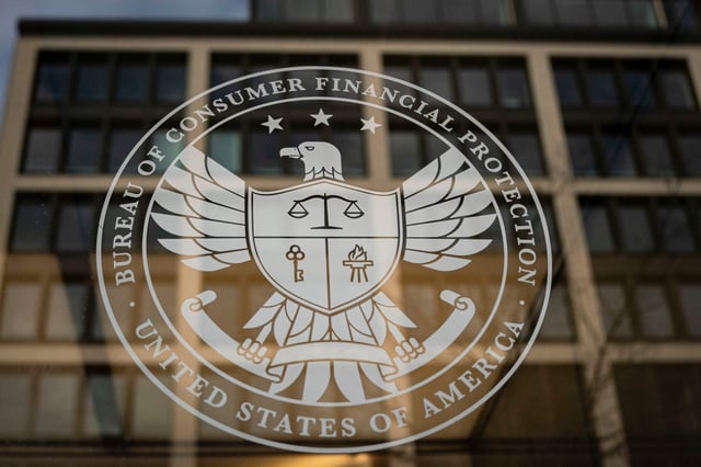 The seal of the US Consumer Financial Protection Bureau (CFPB) at the agency&#39;s headquarters in Washington, DC, US, on Monday, Feb. 10, 2025.