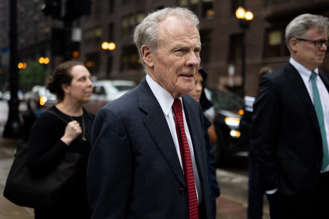 Former Illinois House Speaker Michael Madigan arrives at Dirksen U.S. Courthouse for a post-trial sentencing hearing on June 13, 2025, in downtown Chicago. (Audrey Richardson/Chicago Tribune)