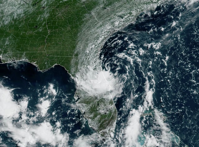 Here is a weather satellite view of a tropical disturbance over northern Florida, as of 10:30 a.m. Tuesday.