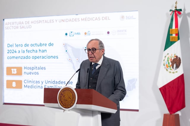 David Kershenobich, titular de la Secretaría de Salud, en la &#39;Conferencia del Pueblo&#39; de la presidenta Claudia Sheinbaum, el 15 de julio del 2025. | Crédito: Presidencia