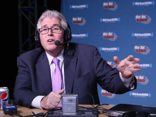 visits the SiriusXM set at Super Bowl 51 Radio Row at the George R. Brown Convention Center on February 2, 2017 in Houston, Texas.